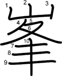 kanji stroke order for 峯