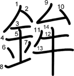 kanji stroke order for 鉾