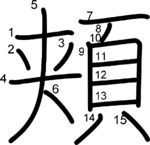 kanji stroke order for 頬