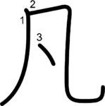 kanji stroke order for 凡