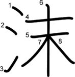 kanji stroke order for 沫