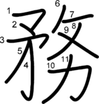 kanji stroke order for 務