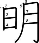 kanji stroke order for 明