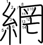 kanji stroke order for 網