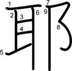 kanji stroke order for 耶