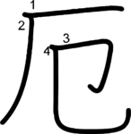 kanji stroke order for 厄