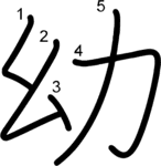kanji stroke order for 幼