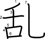 kanji stroke order for 乱