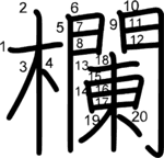 kanji stroke order for 欄