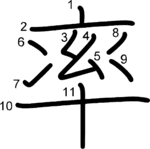 kanji stroke order for 率