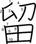 kanji stroke order for 留