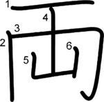 kanji stroke order for 両