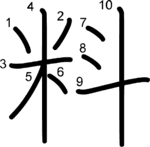 kanji stroke order for 料