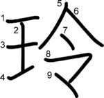 kanji stroke order for 玲