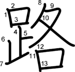 kanji stroke order for 路