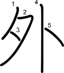 kanji stroke order for 外