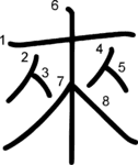 kanji stroke order for 來