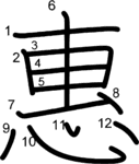 kanji stroke order for 惠
