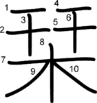 kanji stroke order for 栞