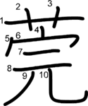 kanji stroke order for 莞