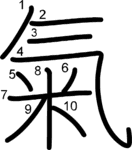 kanji stroke order for 氣