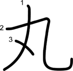 kanji stroke order for 丸