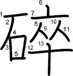 kanji stroke order for 碎