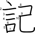 kanji stroke order for 記