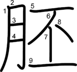 kanji stroke order for 胚