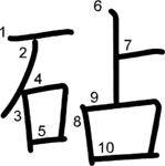 kanji stroke order for 砧