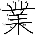 kanji stroke order for 業