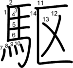 kanji stroke order for 駆