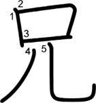 kanji stroke order for 兄