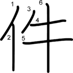 kanji stroke order for 件