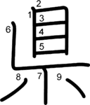 kanji stroke order for 県