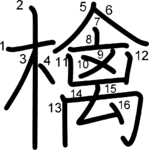 kanji stroke order for 檎