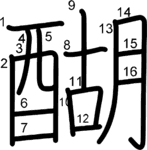 kanji stroke order for 醐