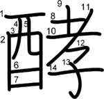 kanji stroke order for 酵