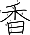 kanji stroke order for 香