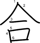 kanji stroke order for 合
