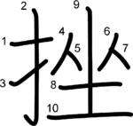 kanji stroke order for 挫