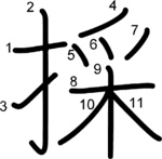 kanji stroke order for 採